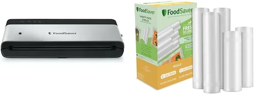 Miniatura 12 de FoodSaver Paquete de máquinas y bolsas de sellado al vacío Sellador al vacío compacto PowerVac + bolsas de ajuste personalizado Negro