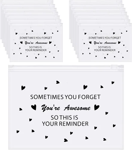 Sweetude 100 bolsas de maquillaje, regalos inspiradores a granel para mujeres, mamá, bolsas de maquillaje de viaje You Are Braver Awesome Cosméticos
