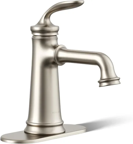 KOHLER 27379-4K-BN Bellera - Grifo de baño de una sola manija con montaje de drenaje emergente, grifo de lavabo de baño de un agujero, 1.0 gpm,