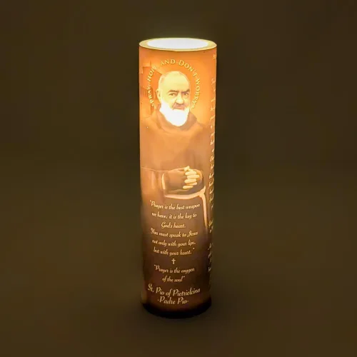 Miniatura 6 de St Padre Pio, vela LED sin llama de oración devocional