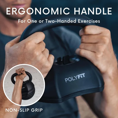 Miniatura 4 de Polyfit Adjustable Kettlebell Set - 5-in-1 Weights for Home Gym NEGRO - 50 LB