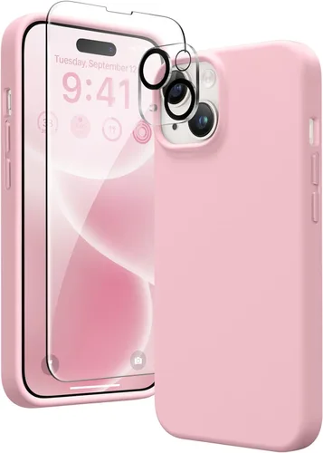 Miniatura 232 de GONEZ Funda de silicona para iPhone 14 Pro Max, compatible con MagSafe, con protector de pantalla + protector de lente de cámara, silicona líquida a
