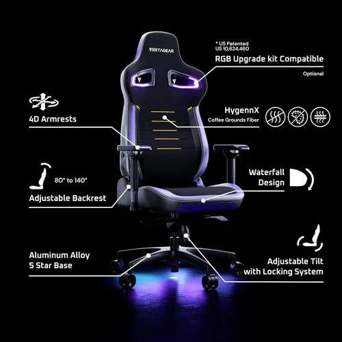 Miniatura 7 de Vertagear PL4800 Silla ergonómica grande y alta para juegos con sistemas de asiento lumbar y VertaAir ContourMax - Kits LED RGB actualizables