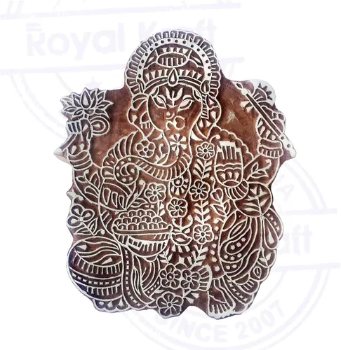 Miniatura 2 de Bloque de impresión con clase grande Lord Ganesha forma sello de madera grande