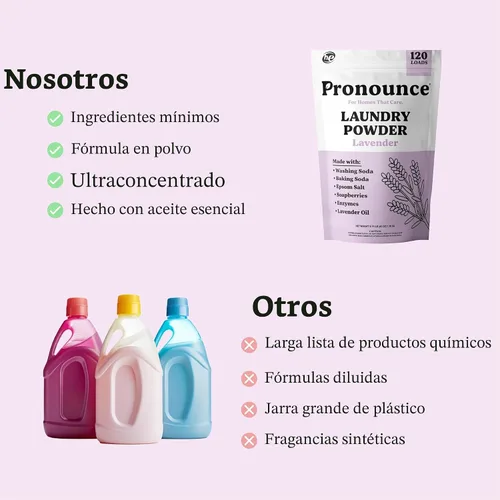 Miniatura 5 de Pronounce Alternativa de detergente para ropa en polvo, ingredientes más limpios. Más seguro para pieles sensibles. Lucha contra manchas y olores.