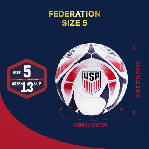 Miniatura 5 de Icon Sports Balón de fútbol oficial de la Federación de Fútbol de USA83BL-Blanco