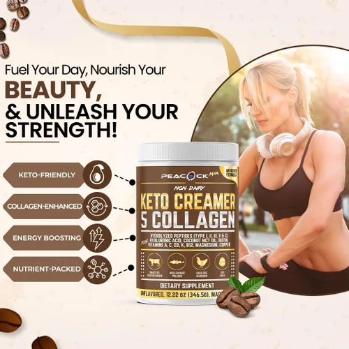 Miniatura 2 de Crema de Café Keto con Polvo de Péptidos de Colágeno Hidrolizado 12.2 oz - Polvo de Proteína sin Sabor, Crema de Café Libre de Azúcar con Aceite MCT