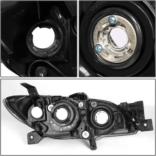 Miniatura 4 de DNA MOTORING Lámpara de faros delanteros con proyector lateral del conductor de estilo de fábrica compatible con Mazda 3 04-09 4-Door Sedan