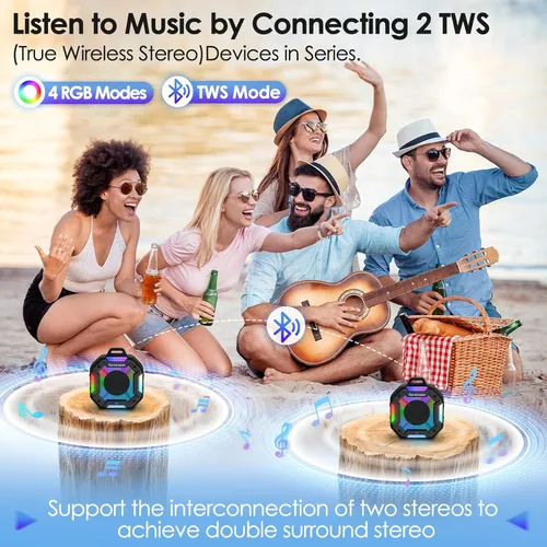 Miniatura 6 de Altavoz Bluetooth para Ducha, Altavoces Bluetooth Portátiles IPX7 Impermeables para Ducha Inalámbricos, Altavoz al Aire Libre con Luces, Negro