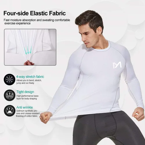 Miniatura 4 de MEETYOO Camisa de compresión de manga larga para hombre