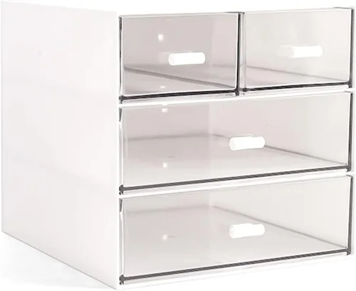 Miniatura 8 de Marknor Organizador de maquillaje, organizador de escritorio con 4 cajones, almacenamiento de artículos diversos, caja de almacenamiento de Azul