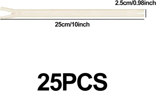Miniatura 2 de Lpdphanxfkx Cremalleras para costura, cremalleras de costura para prendas hechas a mano, 25 unidades, cremallera invisible de nailon blanco cremoso