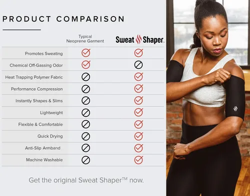 Miniatura 6 de Sweat Shaper Recortadoras de brazos para mujer, bandas de compresión para sudar con forma de sauna, banda de brazo adelgazante, paquete de 2