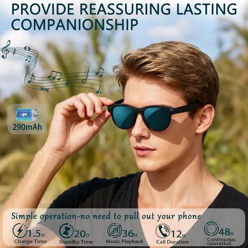 Miniatura 3 de Gafas Inteligentes con Cámara, Gafas AI, Gafas Bluetooth, Lentes Reemplazables, Batería de 48H para Viajes, Conferencias y Vlogging. Traducción