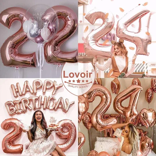Miniatura 6 de Lovoir Globo de oro rosa de 40 pulgadas con número de 10 dígitos gigantes de papel de aluminio de Mylar para helio de 10º cumpleaños, decoración