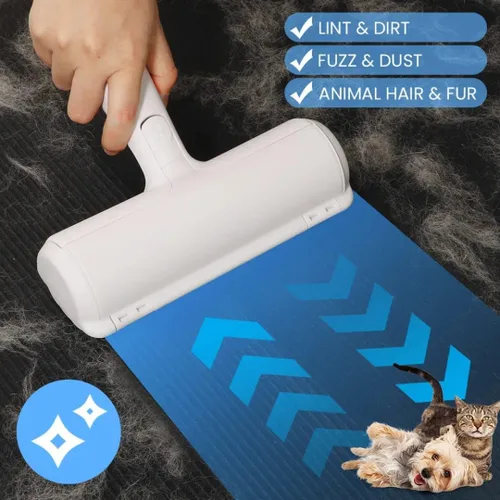 Miniatura 9 de Removedor de pelo de mascotas y rodillo de pelusa reutilizable – Removedor de pelo de gatos y perros para muebles, sofá, alfombra, ropa y ropa
