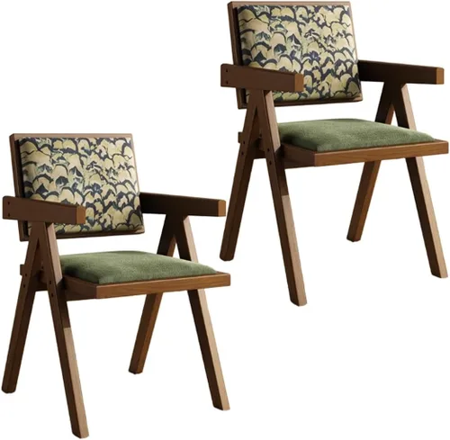 Miniatura 30 de YVYKFZD Juego de sillas de comedor de madera maciza, sillas de cocina sin brazos, silla de comedor tapizada con respaldo, sillón de terciopelo