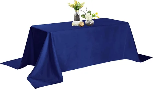 Miniatura 51 de Mantel de poliéster lavable de 90 pulgadas, resistente a las manchas y a las arrugas, mantel decorativo para mesa de comedor, fiestas de bufé y Negro