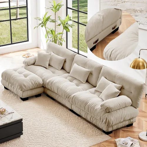 Miniatura 22 de KEIKI Sofá modular de 94 pulgadas con 4 almohadas, cómodo juego de sofá biplaza Cloud para sofá de asiento profundo suave y profundo, sofá biplaza