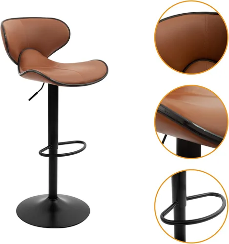 Miniatura 5 de CangLong Taburete de bar giratorio ajustable, sillas de altura de mostrador con respaldo y reposapiés para bar, cocina, comedor, sala de estar y pub