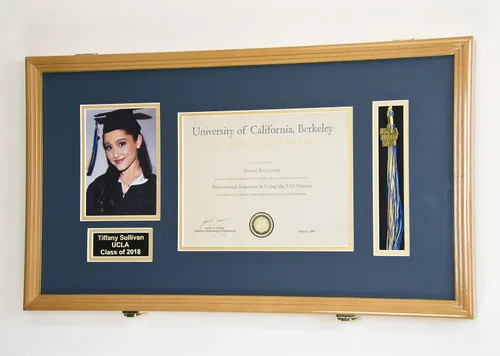 Miniatura 7 de Marco de diploma de graduación personalizado con borla, tapa de fotos grabado, vitrina para certificado de 11 x 8.5 pulgadas con colores Acabado