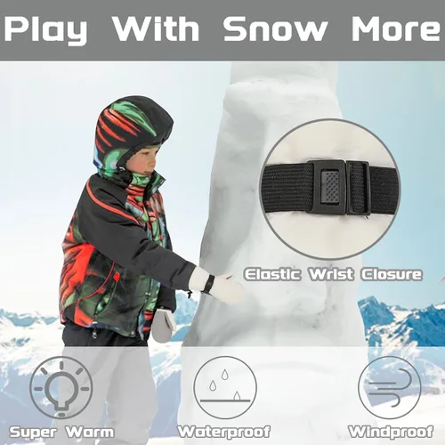 Miniatura 2 de Urban Virgin Guantes de invierno impermeables para niños pequeños, guantes de nieve para niños y niñas, guantes de esquí para bebés de 1 a 8 años