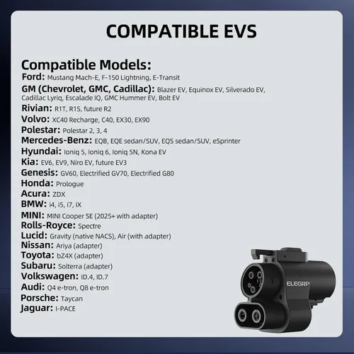 Miniatura 8 de ELEGRP Adaptador NACS a CCS, carga rápida de 500 A/1000 V CC, adaptador de cargador Tesla a CCS EV, compatible con Ford, GM, Nissan, Rivian EVs