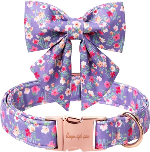 Miniatura 13 de Unique style paws Collar de perro de color verde sedoso, ajustable, duradero, con lazo para boda, collar de pajarita para cachorros y gatos pequeños
