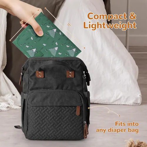 Miniatura 2 de Cambiador de pañales portátil, impermeable, cambiador de bebé plegable, regalo esencial para recién nacidos (verde-conejo)