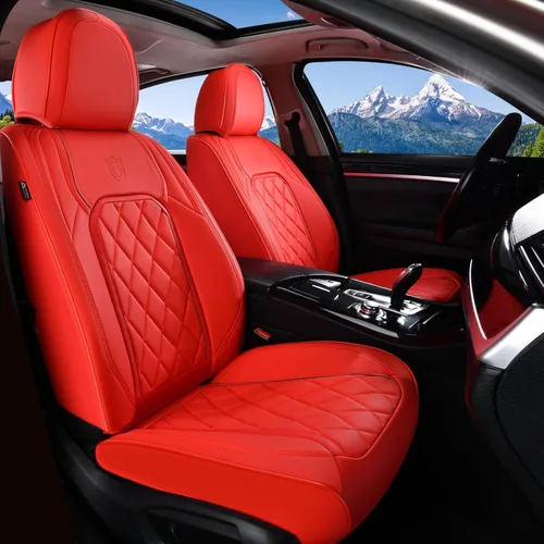 Miniatura 33 de Coverado Fundas de Asientos Delanteros, Funda de Asiento de Cuero Sintético de Lujo Impermeable, Protector de Asiento de Coche Beige, Funda
