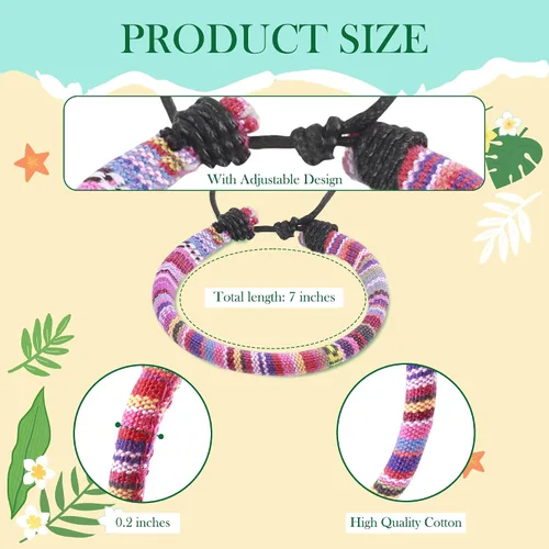 Miniatura 2 de Zalmoxe Woven Friendship Bracelets Braided Bracelets Bulk Adjustable Handmade Woven String Colorful Wrap Bracelets Pack for Women Teens