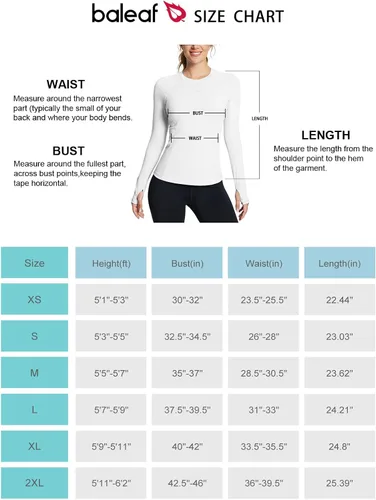 Miniatura 7 de BALEAF Women's Long Sleeve Workout Tops Compression Running Shirts Fitted Athletic Warm Thumbholes Quick Dry Stretch Yoga