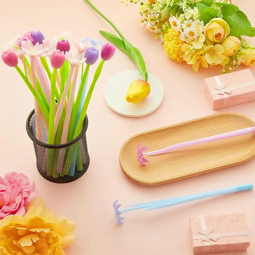 Miniatura 4 de Tenare 18 bolígrafos de flores que cambian de color, bolígrafos de tinta de gel coloridos, bolígrafos de rosa para la escuela, hogar, oficina