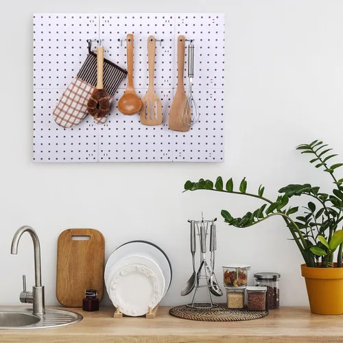 Miniatura 6 de Coume Pegboard - Gancho recto de doble brazo para garaje, organizador de pared, ganchos para tablero de clavijas, ganchos para herramientas