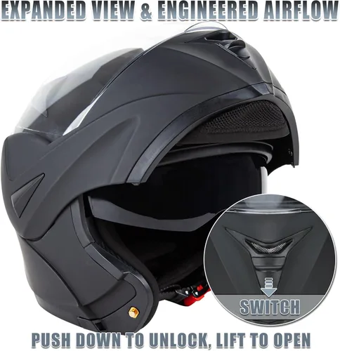 Miniatura 2 de Casco de motocicleta de cara completa aprobado por DOT con doble visera abatible, casco de motocicleta de cara completa con doble visera abatible