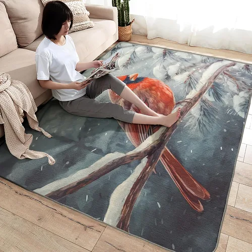 Miniatura 4 de Alfombra cardenal de 2 x 3 pies, alfombra de área de pájaro rojo, alfombras cardenales rojas para entrada, sala de estar, dormitorio, alfombra
