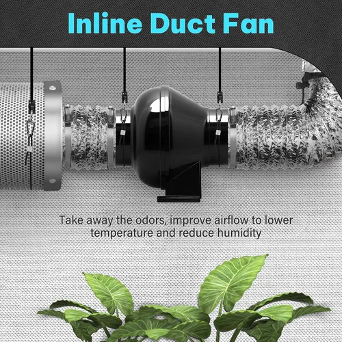 Miniatura 7 de iPower Ventilador de ventilación en línea de conducto de 4 pulgadas y 195 CFM, ventilador de escape HVAC para tienda de cultivo, invernaderos