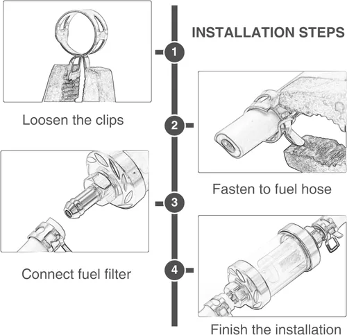 Miniatura 4 de 2 filtros de combustible en línea de 5/16 pulgadas y manguera de línea de combustible con 8 abrazaderas de manguera, filtro universal de aluminio