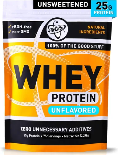 TGS Nutrition 100 Proteína de suero en polvo sin sabor, sin azúcar - Limpia, sin ingredientes artificiales para hombres y mujeres - 5 libras a