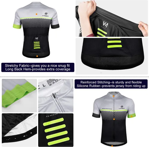 Miniatura 8 de Camiseta de ciclismo para hombre, ajustada, transpirable, de secado rápido, de alta elasticidad, camiseta de ciclismo