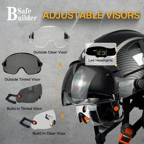 Miniatura 5 de SAFEBUILDER Casco de Seguridad Industrial con Visera Orejeras Casco Duro con Visera Cascos Duros Ventilados Trabajo de Construcción Protección