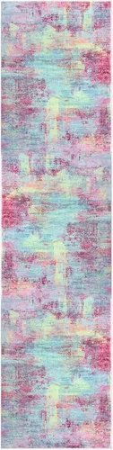 Miniatura 411 de IOHOUZE Alfombra abstracta lavable de 3 x 12 pies para pasillos, antideslizante para cocina, camino de entrada de lana sintética para interiores