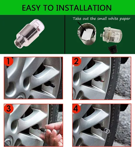 Miniatura 4 de 20 Pack de tapas de válvula de luz LED para neumáticos de coche, ruedas y conjuntos, luces de neumáticos de bicicleta, motocicleta, luz de válvula