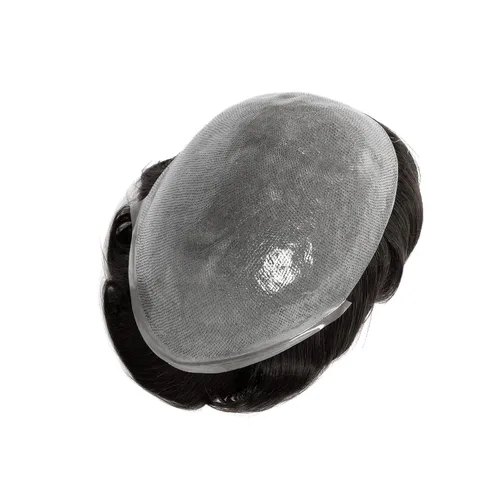 Miniatura 2 de Amiable toupee - Pieza de cabello humano para hombres, cabello humano real de 0.002 in, piel fina, 100% cabello humano con onda natural anudada