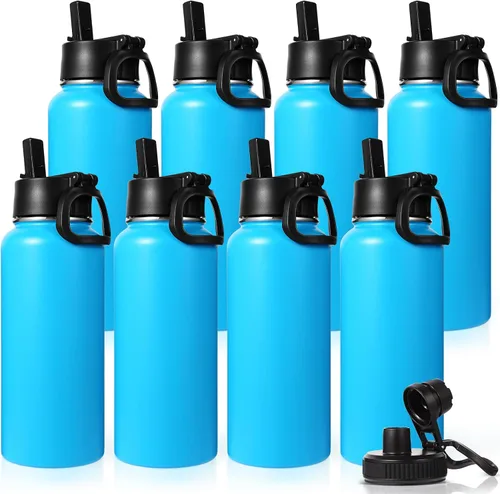 Miniatura 32 de Neihepal Botella de agua aislada de 32 onzas con 2 tapas (tapa con pajilla y boquilla), botellas de agua de doble pared de acero inoxidable 18/8