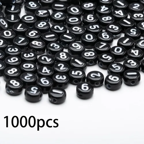 Miniatura 2 de 1000 cuentas acrílicas de números del 0 al 9, redondas, de 0.16 x 0.27 pulgadas, mezcladas para hacer joyas y hacer pulseras, collares, llaveros