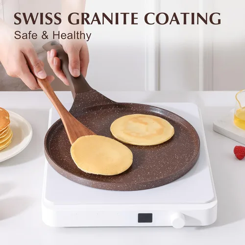 Miniatura 2 de SENSARTE Sartén Antiadherente para Crepes, Sartén Dosa con Revestimiento de Granito Suizo Sartén Plana para Panqueques Tawa Parrilla de 10 Pulgadas