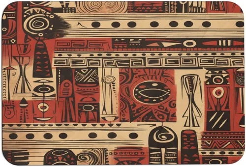 Miniatura 15 de Tapetes de baño para baño, color rojo, beige, marrón oscuro, patrón de tribu secreta, estilo bohemio, absorbente de agua, antideslizante, alfombra