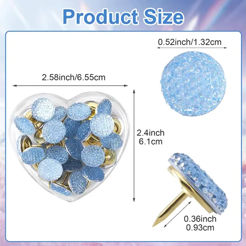 Miniatura 2 de PAGOW 20 tachuelas para pulgares decorativos con diamantes de imitación de cabeza redonda jumbo, brillantes de cristal, brillantes, brillantes