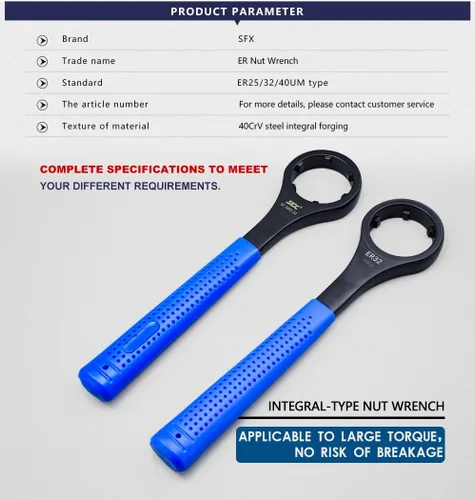 Miniatura 2 de ER32 Nutsert Llave inglesa ER32UM llave de tuerca con boquilla ER32 Llave ER32 con dureza 40CrV HRC45-50, resistente al óxido y al desgaste